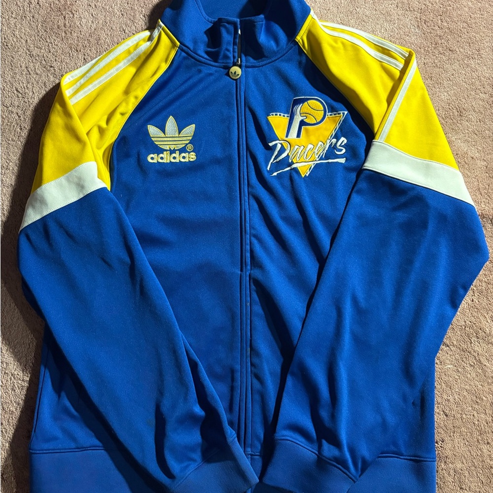 Adidas Originals Indiana Pacers Track Jacket Blue‎ Yellow Mens XL Full Zip NBA